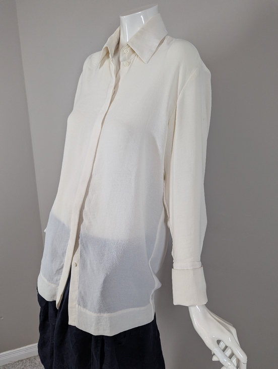 COS Cream Blouse Minimalist Button Up Shirt Oversized Chic Top Small - Picture 5 of 9